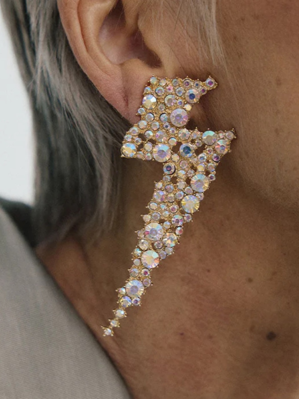 Stardust Lightning Bolt Earrings - Gold